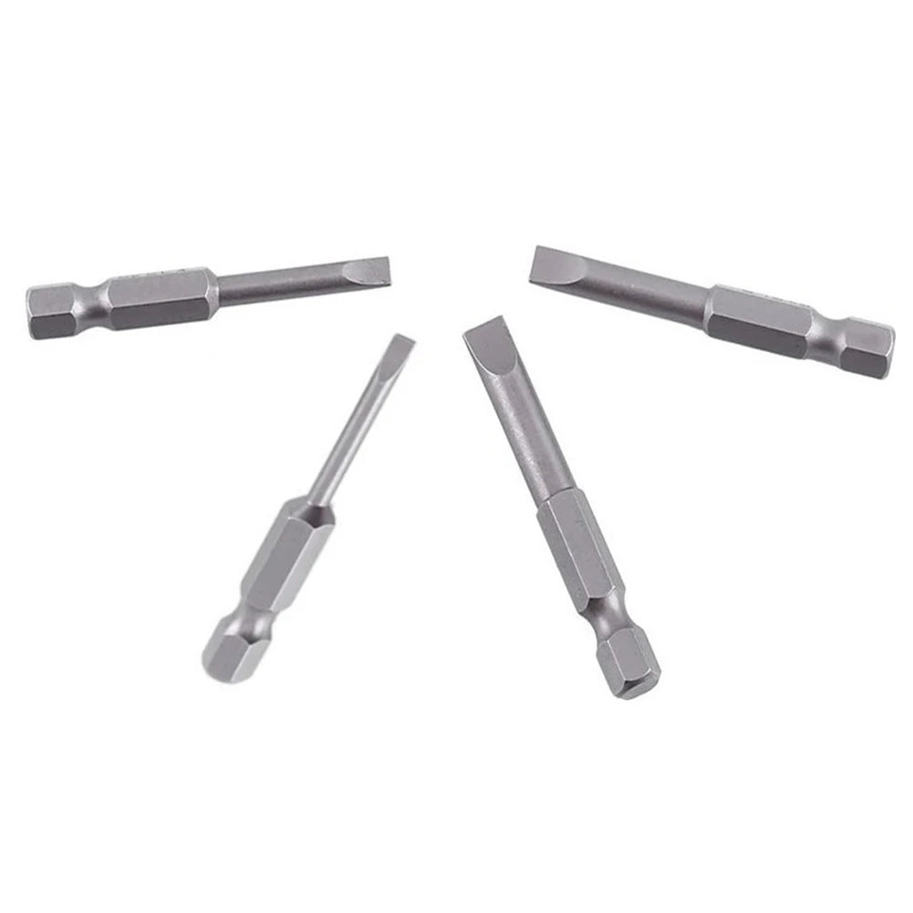 4Pcs Flat Head Screwdriver Bits 50Mm Long Magnetic Tip Slotted Screwdriver Bits 3-6Mms2 Steel 1/4 Inch Shank Flat Head Bits