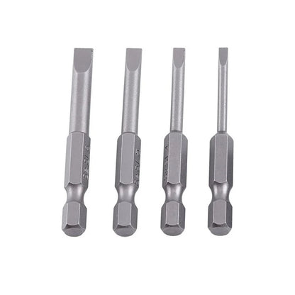 4Pcs Flat Head Screwdriver Bits 50Mm Long Magnetic Tip Slotted Screwdriver Bits 3-6Mms2 Steel 1/4 Inch Shank Flat Head Bits