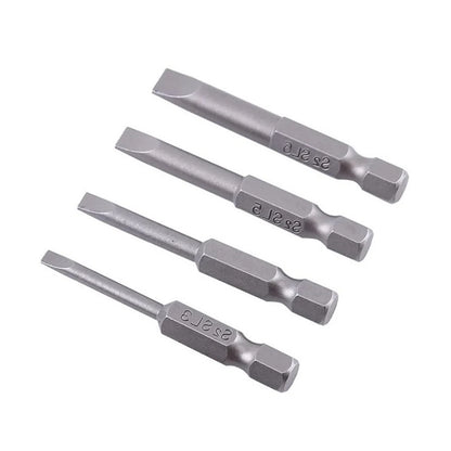 4Pcs Flat Head Screwdriver Bits 50Mm Long Magnetic Tip Slotted Screwdriver Bits 3-6Mms2 Steel 1/4 Inch Shank Flat Head Bits